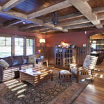 Beautiful room with box/faux beams