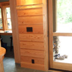 Wall with douglas fir wood paneling