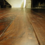Close up of antique black walnut flooring