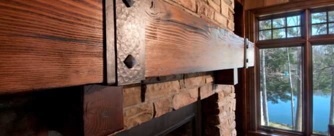 reclaimed wood mantel of douglas fir