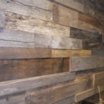 Close up of reclaimed wood paneling