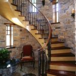 Stairwell made of antique black walnut flooring