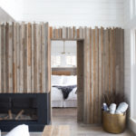 Reclaimed wood paneling wall