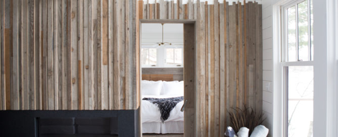 Reclaimed wood paneling wall