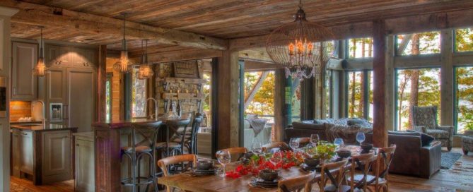 floor and ceiling with weathered antique reclaimed wood