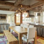 Dining area with hand hewn timbers