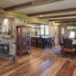 Red-brown flooring made of weathered antique reclaimed wood