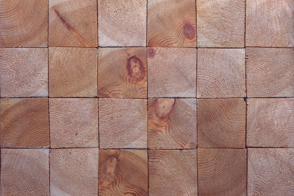 wood blocks stacked for end grain flooring