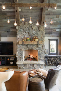 weathered gray barn wood in living room