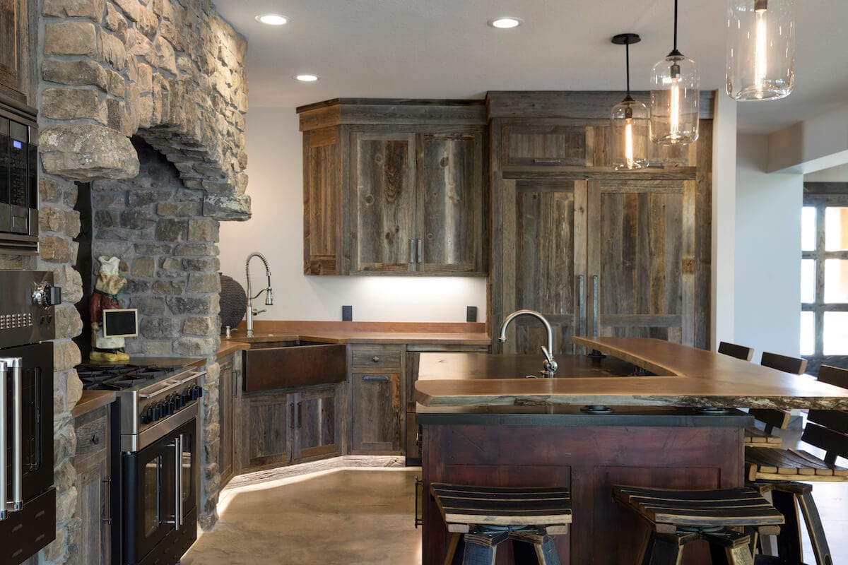 modern kitchen with wood