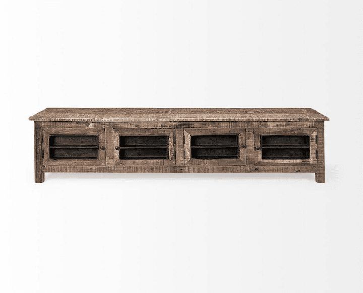 reclaimed wood tv stand from Mercana Milton