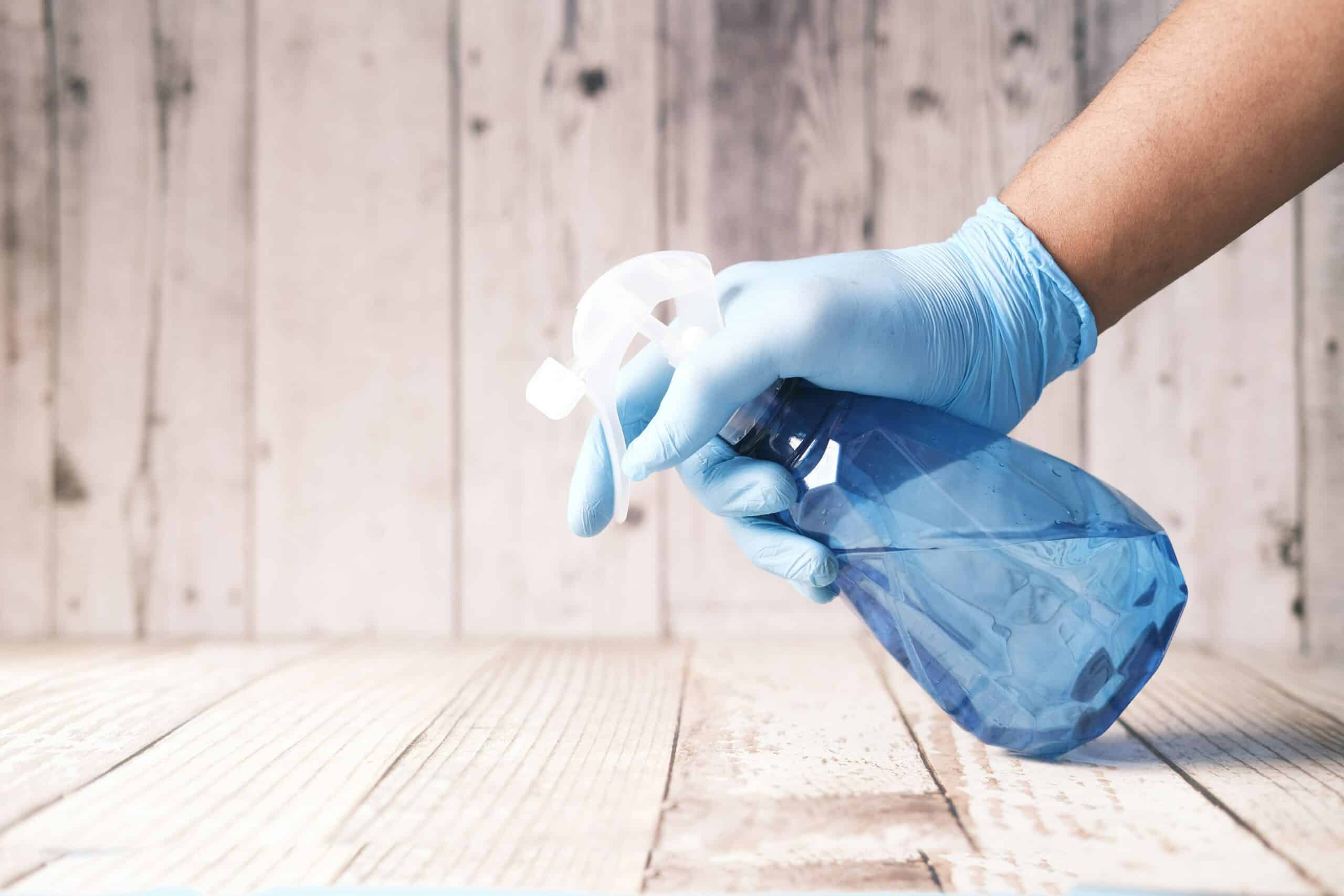 cleaning wood surfaces with disinfectant 