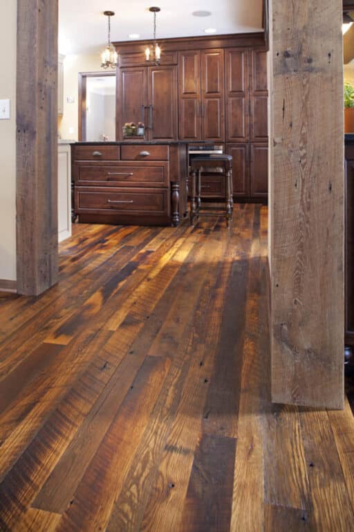 Antique oak reclaimed wood flooring detail