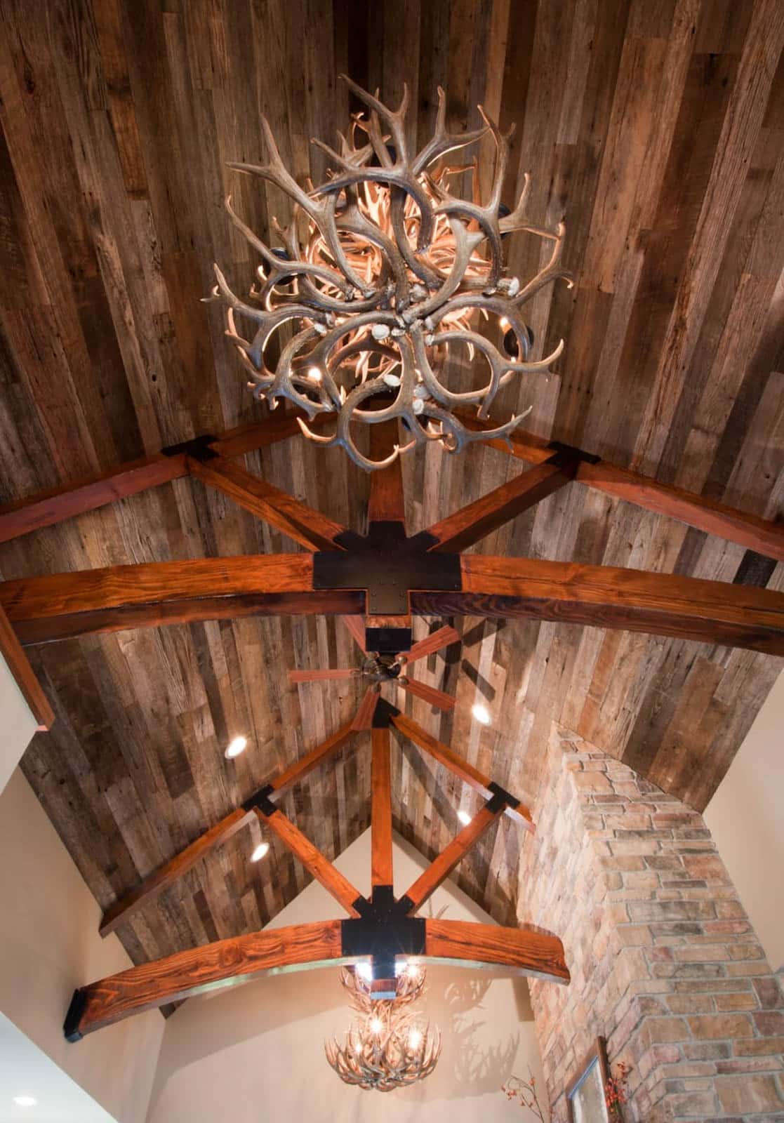 Antique-Wormy-Chestnut-Reclaimed-Wood-Paneling-2 Wormy Chestnut reclaimed wood box beams and ceiling paneling