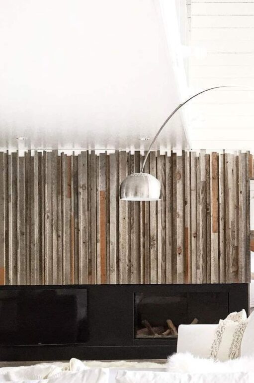 Timber tile mosaic design accent wall